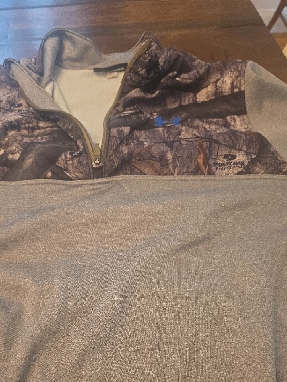 Under Armour Brown/Gray Camo Half-Zip Pullover with Blue Logo - Picture 4 of 4